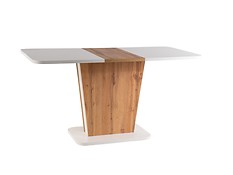 
	
		Dizajnovo zaujímavý jedálenský stôl CALIPSO sa stane centrálnym bodom každej jedálne.
	
		• Jedinečný vzhľad spočíva v doske, ktorú je možné roztiahnuť až do 145cm.
	
		• Vizuál dopĺňa originálna mohutná podnož a podstavcová doska.
	
		• Zásluhou farebnej kombinácie bielej matnej a imitácie betónu sa stane dekoráciou celej izby.
	
		• Maximálna nosnosť stola je do 40 kg.
	
		• Materiál: laminovaná doska
	
		• Farba: biela matná/ dub wotan
	
		• Dodávaný v demonte.
	
		 
	
		Farba stola na Vašom monitore sa nemusí zhodovať so skutočným farebným prevedením produktu. 


	 
