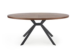 
	Jedálenský stôl LOCARNO vnesie do Vašej domácnosti nádych elegancie a pokoja.

	• Stôl spočíva v mohutnej oválnej doske vo farbe orecha.

	• O to viac je zaujímavejšia originálna podnož v čiernom prevedení.

	• Materiál: MDF + prírodná dyha, oceľ maľovaná prášková

	• Maximálna nosnosť stola je do 30kg.

	• Dodávaný v demonte.

	 

	Farba stola na Vašom monitore sa nemusí zhodovať so skutočným farebným prevedením produktu.
