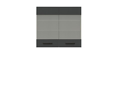 Horná skrinka vitrínová G-80/72 LV/PVz kolekcie kuchynských zostáv SEMI LINE.
•    Dvojdverová skrinka disponuje vo vnútri 2 policami.
•    Dvierka pozostávajú z tvrdeného skla. 
•    Moderný dizajn je doplnený čiernou rukoväťou jednoduchého tvaru.
•    Dodávaná v demonte. 