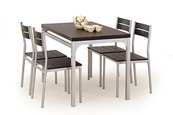 
	Jedálenská zostava MALCOLM ponúka zaujímavý set, ktorý tvorí každú modernú domácnosť.
	• Pozostáva z jedného stola a štyroch stoličiek.
	• Jedálenská stolička zaujme špecifickým vzhľadom. Jednoduché tvary strieda jemne zakrivená oceľová konštrukcia v oblasti operadla, ktoré je tiež rovnako ako sedadlo vyrobené z pevnej MDF dosky.
	• Doska a nohy stola sú vyrobené v priamej línii bez zbytočných ozdôb a detailov. Konštrukcia je spevnená vo vrchnej oblasti oceľovými telieskami.
	• Materiál: ušľachtilá oceľ, laminovaná MDF vo farbách: wenge, dub sonoma.
	• Set je dodávaný v baleniach pre vlastnú montáž.

	 

	Vlastnosti stoličky:

	• Šírka: 40 cm

	• Hĺbka: 48 cm

	• Výška: 83 cm

	• Výška sedáku: 44 cm
