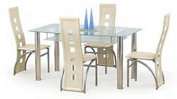 
	Jedálenský stôl CRISTAL v netradičnom dizajne je vhodný do moderných domácností.
	• Disponuje špecifickým farebným podaním, kde vrchná doska stola pozostáva z číreho skla s mliečnymi okrajmi, spodná časť je z mliečneho skla a plní odkladaciu funkciu.
	• Materiál: Sklo číre/ mliečne + nerez.

	• Maximálna nosnosť stola je do 30kg.
	• Stôl je dodávaný v demonte.
	• Cena neobsahuje stoličky.
