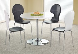 
	Okrúhly jedálenský stôl OMAR pomôže dotvoriť interiér modernej kuchyne.
	• Ideálny pre 4 osoby a svojimi úspornými rozmermi vhodný do menších priestorov.
	• Vyrobený z lakovaného MDF dreva a chrómovanej ocele.
	• Jedálenský stôl je k dispozícii v bielom farebnom prevedení (vrchná tabuľa) v kombinácií s chrómom (noha stola).

	• Maximálna nosnosť stola je do 40kg.
	• Stôl je dodávaný v demonte.
	• Cena neobsahuje stoličky.
