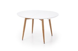 Rozkladací jedálenský stôl EDWARD poskytuje dve využiteľné plochy podľa potreby momentu. 
• Stôl je okrúhly, ktorý je možné rozložiť na dĺžku až 200 cm. 
• Materiál: MDF laminovaný/lakovaný vo farebnom prevedení biely + dub medový.
• V ponuke je v dvoch farebných prevedeniach: lakovaný biely - sklo béžové, lakovaný biely - sklo čierne.
• Stôl je dodávaný v demonte a montáž je veľmi jednoduchá.
• Cena neobsahuje stoličky.