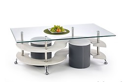 Charakteristika: 

•     Konferenčný stolík.
•     Sklo + lakovaná oceľ + PVC.
•     Farba: biela.
•     Jednoduchá montáž.
