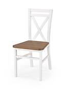 
	Jedálenská stolička DARIUSZ 2 zaujme svojim jednoduchým dizajnom a funkčnosťou.
	• Opierka s dvomi skríženými priečkami podčiarkuje tradičný vzhľad produktu.
	• Stolička je špecifická farebnou kombináciou. Celková konštrukcia je z masívneho bukového dreva v bielom farebnom prevedení a sedadlo je z MDF vo farebnom prevedení jelša.
	• Dodávaná v demonte a montáž veľmi jednoduchá.

	 

	Farba stoličky na Vašom monitore sa nemusí zhodovať so skutočným farebným prevedením produktu.
