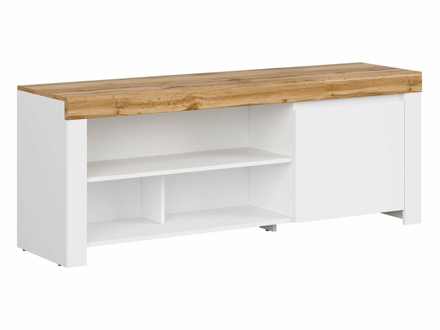 TV stolík HOLTEN RTV1D biely/dub wotan/biely lesk