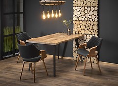 
	Jedálenský stôl DICKSON ponúka moderný prvok nábytku do každej domácnosti.

	• Zaujímavý dizajn sa zakladá na vrchnej doske, ktorej boky sú upravené vlnitým tvarom.

	• Stôl určený k rôznym príležitostiam ponúka dve veľkostné varianty plochy a je možné ho rozložiť až do dĺžky 210 cm.

	• Na atraktivite pridávajú úzke drevené nohy, ktoré zabezpečujú pevnú stabilitu.

	• Maximálna nosnosť stola je do 30 kg.

	• Materiál: MDF+dyha

	• Farba: dub prírodný/ čierna

	• Ponuka neobsahuje stoličky. 

	• Dodávaný v demonte.

	 

	Farba stola na Vašom monitore sa nemusí zhodovať so skutočným farebným prevedením produktu. 

