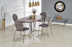 
	Jedálenský stôl MANCHESTER sa stane ústredným bodom Vašej jedálne.

	• Dizajn je založený na doske vo farbe orecha.

	• Kovová konštrukcia dodáva na sympatiách zásluhou farebnej kombinácie čiernej so zlatou.

	• Materiál: MDF+prírodná dyha/práškovo lakovaná oceľ + chrómovaná oceľ

	• Ponuka neobsahuje stoličky.

	• Jednoduchá montáž.

	 

	Farba stola na Vašom monitore sa nemusí zhodovať so skutočným farebným prevedením produktu.
