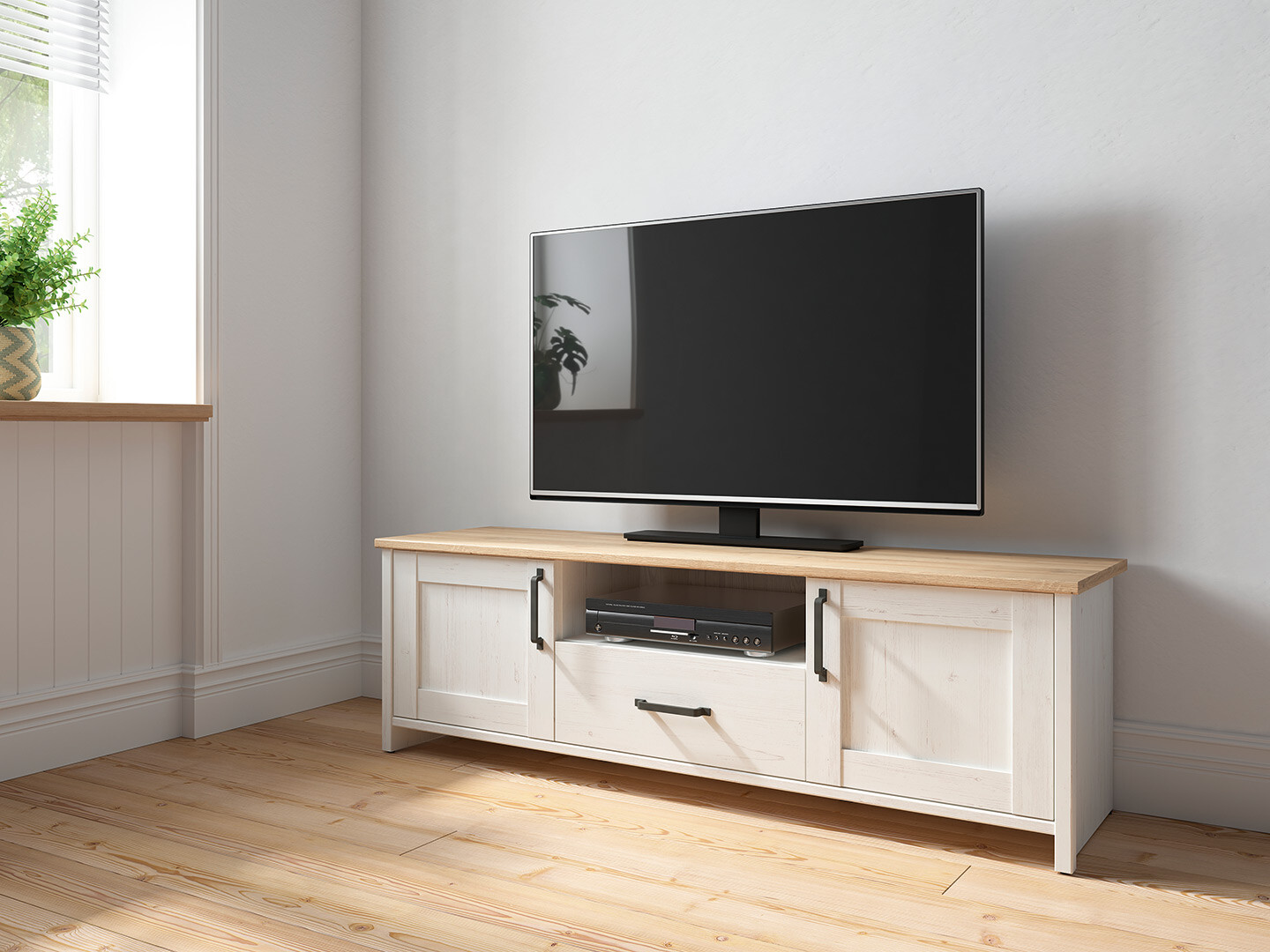 TV skrinka LOKSA RTV2D1S borovica biela andersen