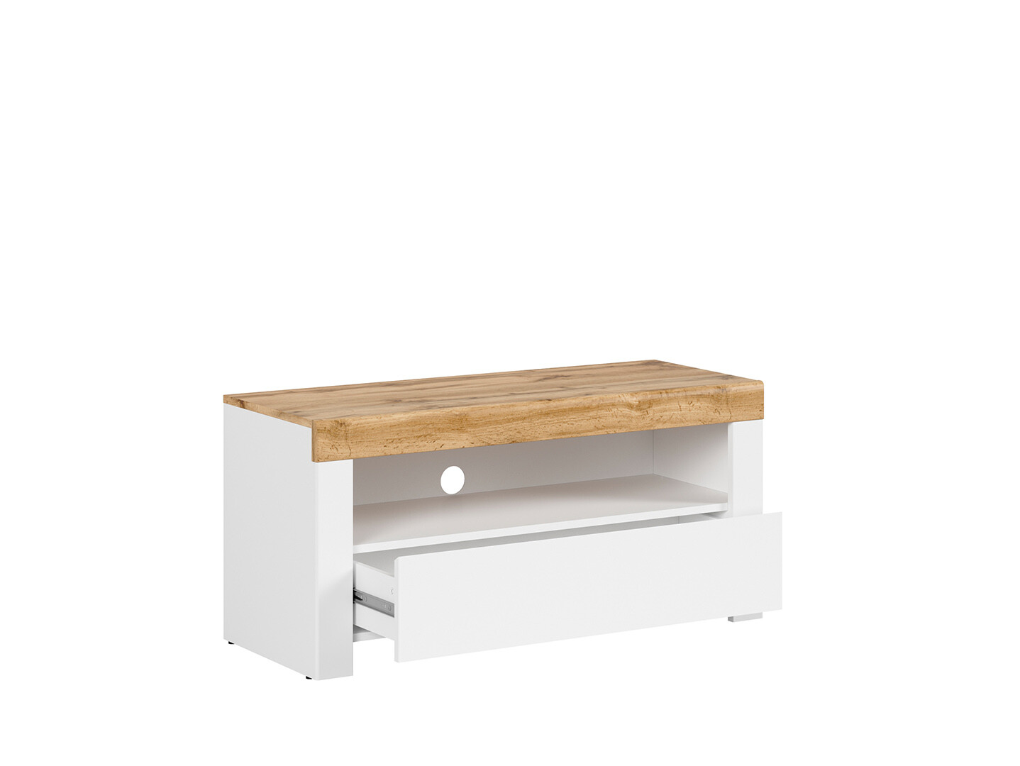 TV stolík HOLTEN RTV1S biely/dub wotan/biely lesk