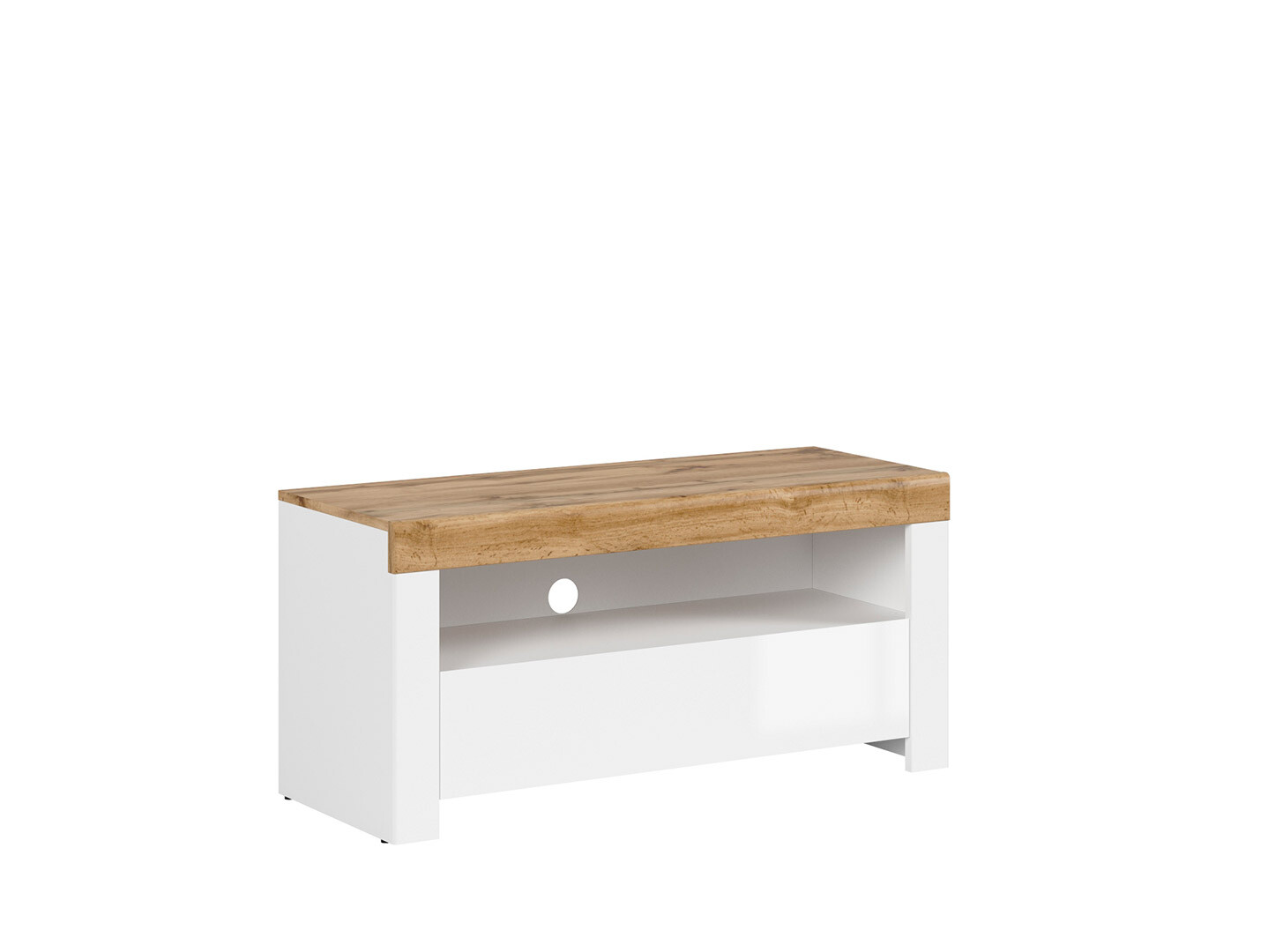 TV stolík HOLTEN RTV1S biely/dub wotan/biely lesk