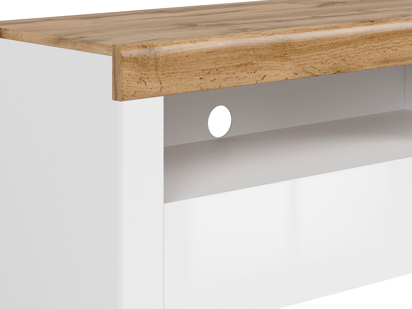 TV stolík HOLTEN RTV1S biely/dub wotan/biely lesk