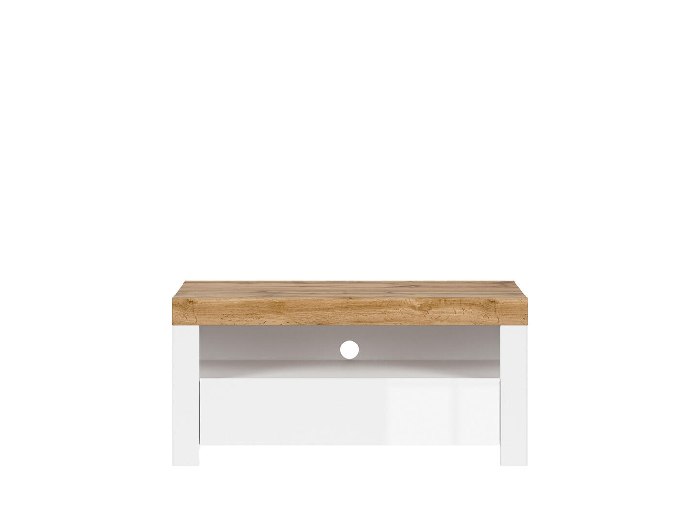 TV stolík HOLTEN RTV1S biely/dub wotan/biely lesk