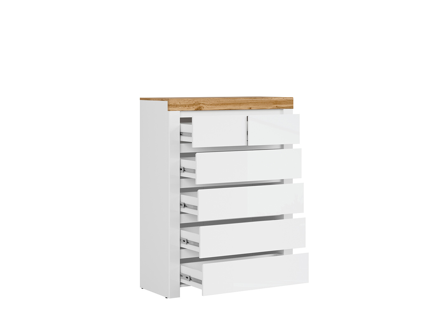 Komoda HOLTEN KOM6S/A biely/dub wotan/biely lesk