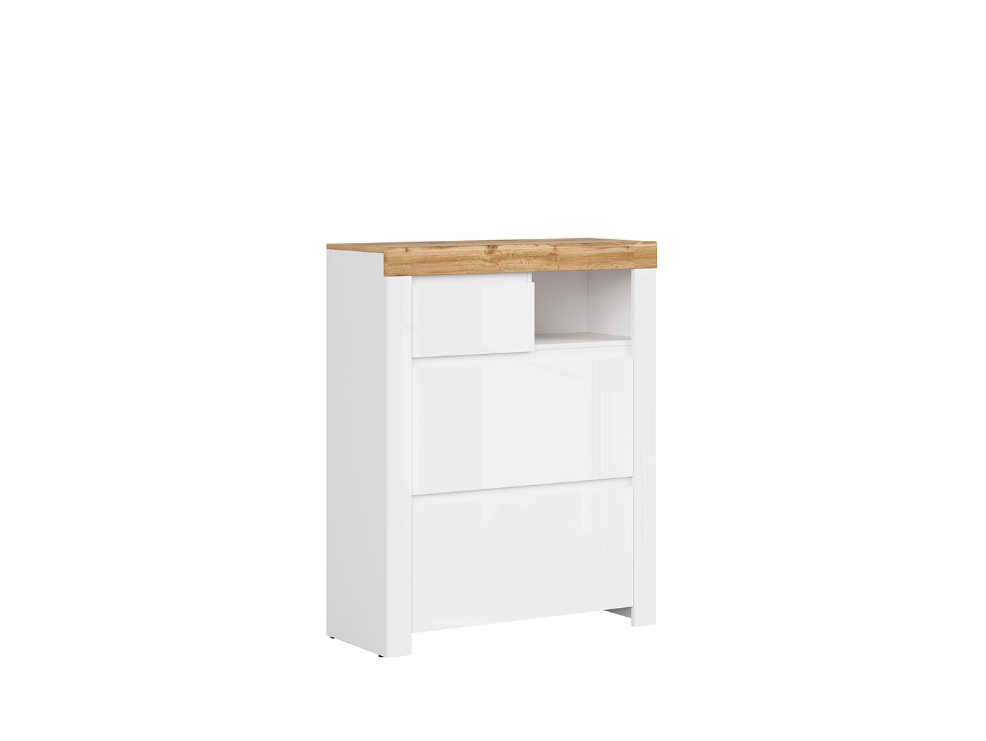 Skrinka na topánky HOLTEN REG2K1S/A biely/dub wotan/biely lesk