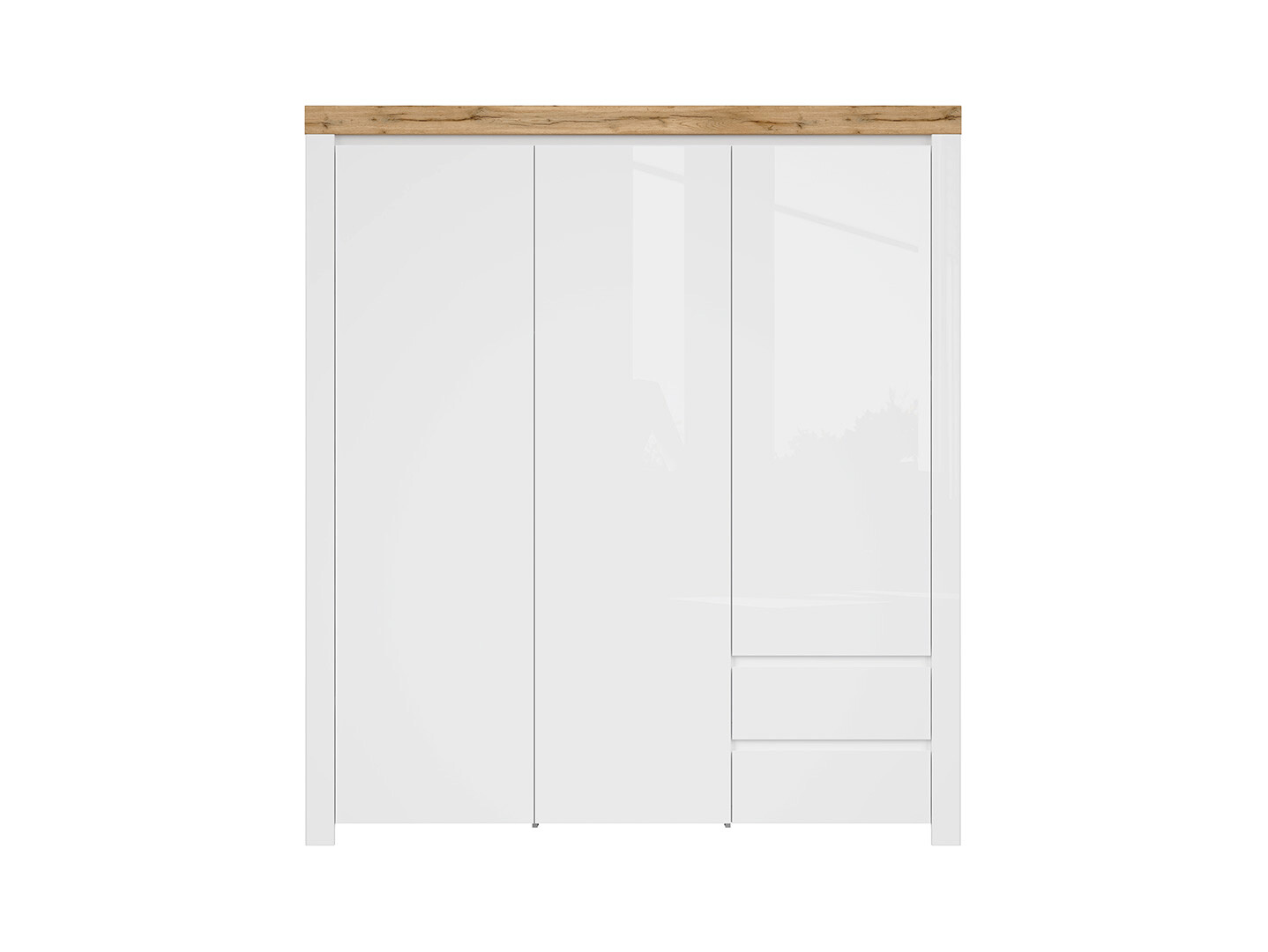 Skriňa HOLTEN SZF3D2S/A biely/dub wotan/biely lesk