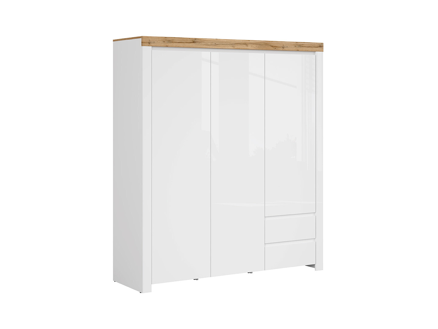 Skriňa HOLTEN SZF3D2S/A biely/dub wotan/biely lesk