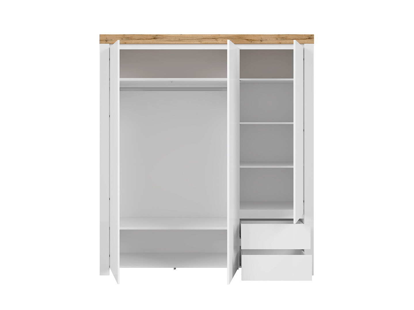 Skriňa HOLTEN SZF3D2S/A biely/dub wotan/biely lesk