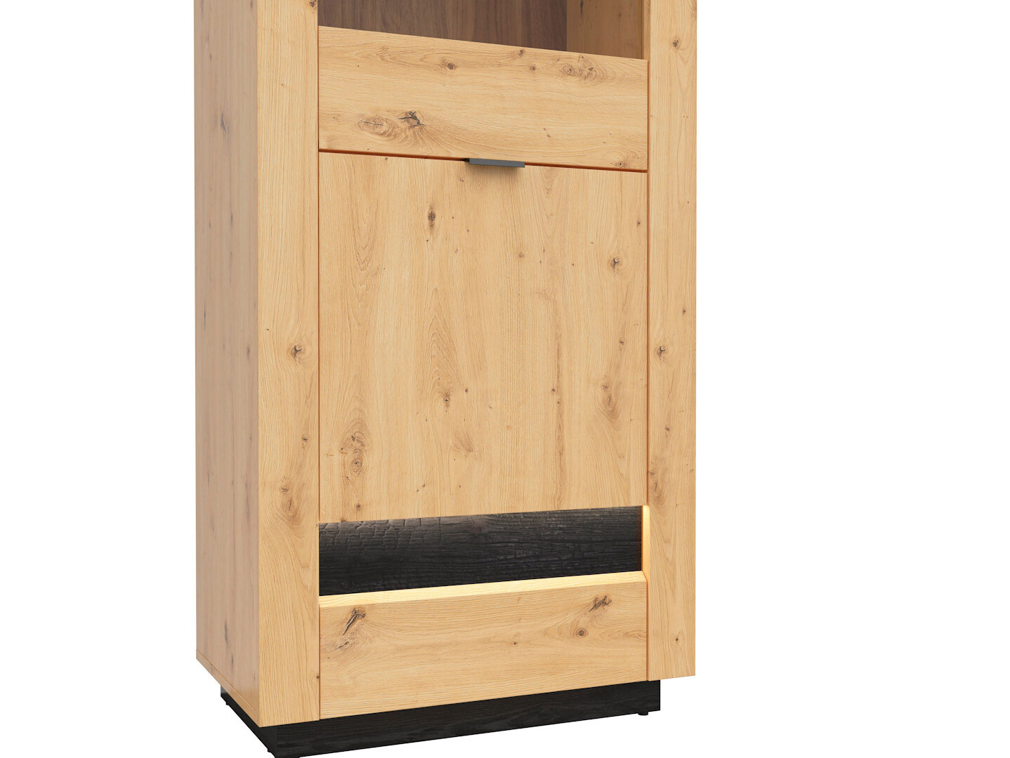 Vitrína OSTIA REG1D1W/20/7 dub artisan/čierny lesk