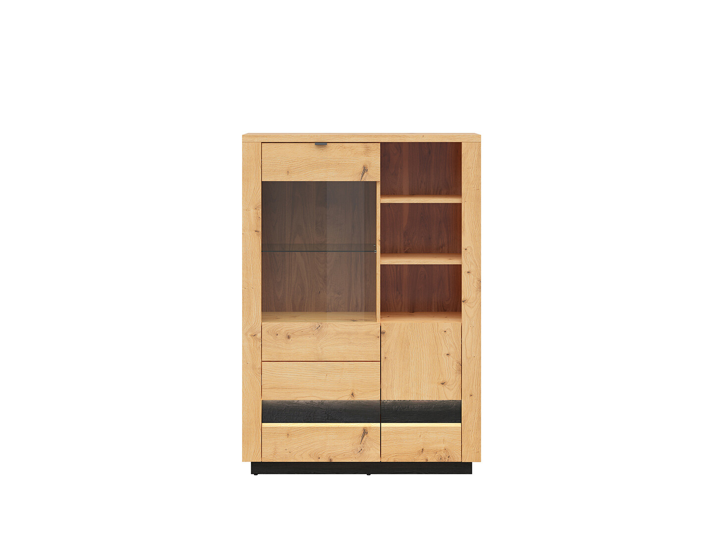 Vitrína OSTIA REG1D1W2S/15/10 dub artisan/čierny lesk