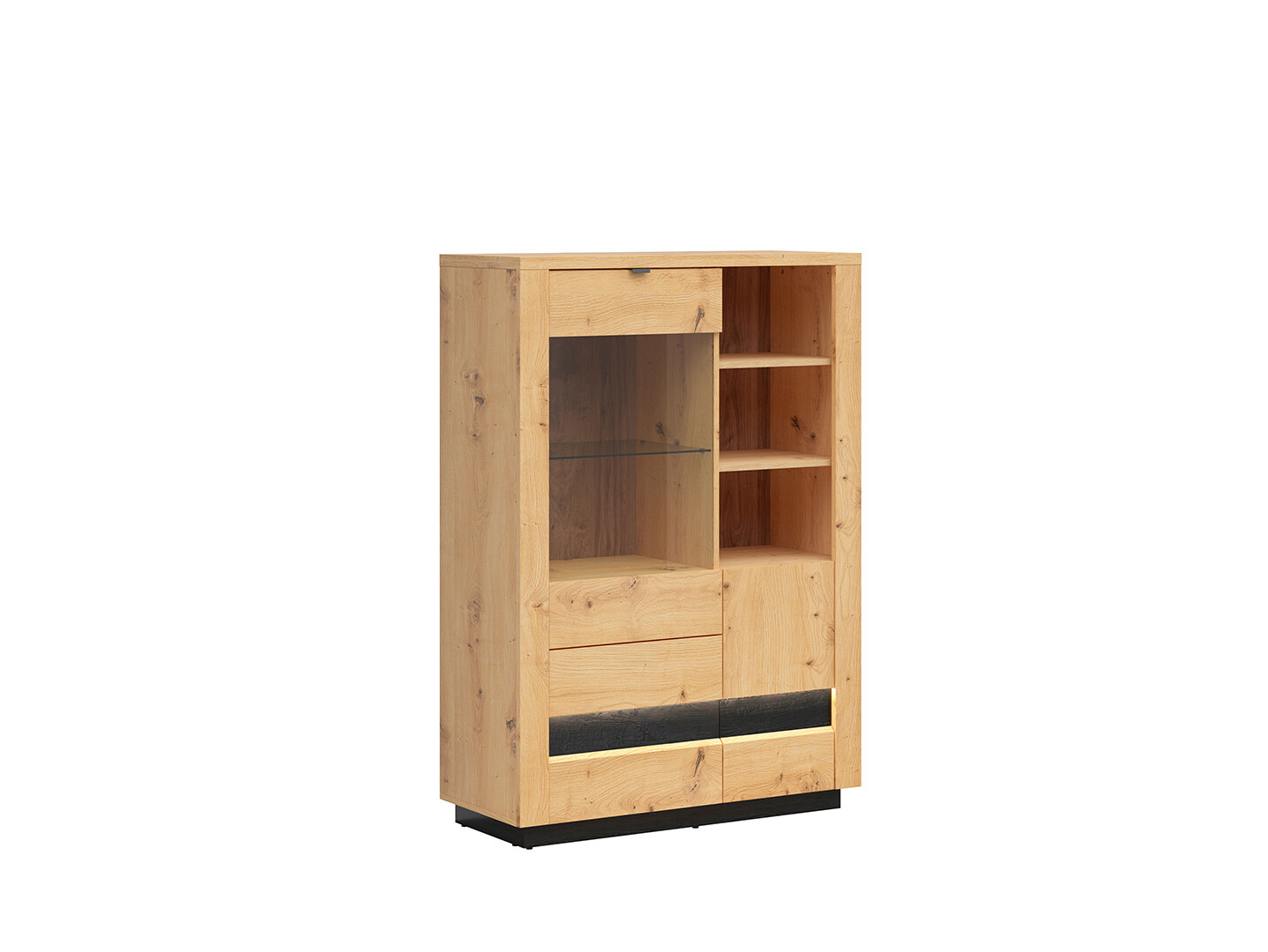 Vitrína OSTIA REG1D1W2S/15/10 dub artisan/čierny lesk