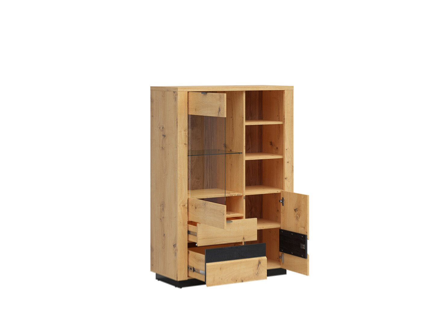 Vitrína OSTIA REG1D1W2S/15/10 dub artisan/čierny lesk