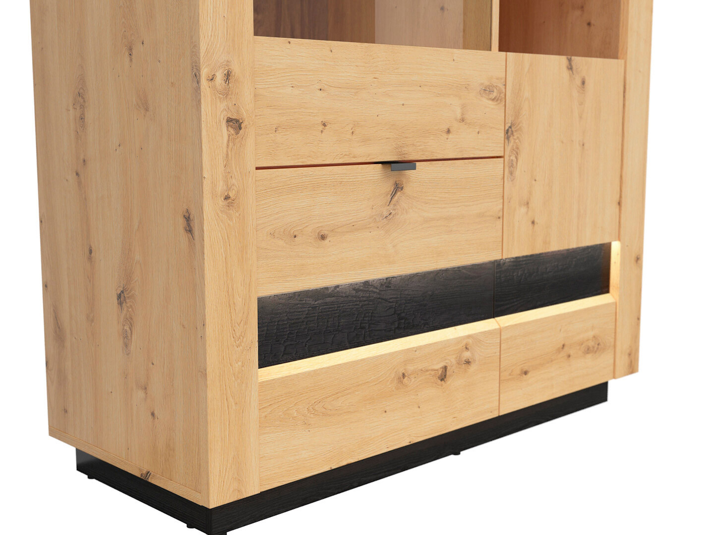 Vitrína OSTIA REG1D1W2S/15/10 dub artisan/čierny lesk