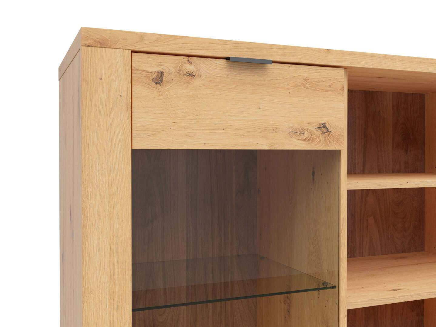 Vitrína OSTIA REG1D1W2S/15/10 dub artisan/čierny lesk