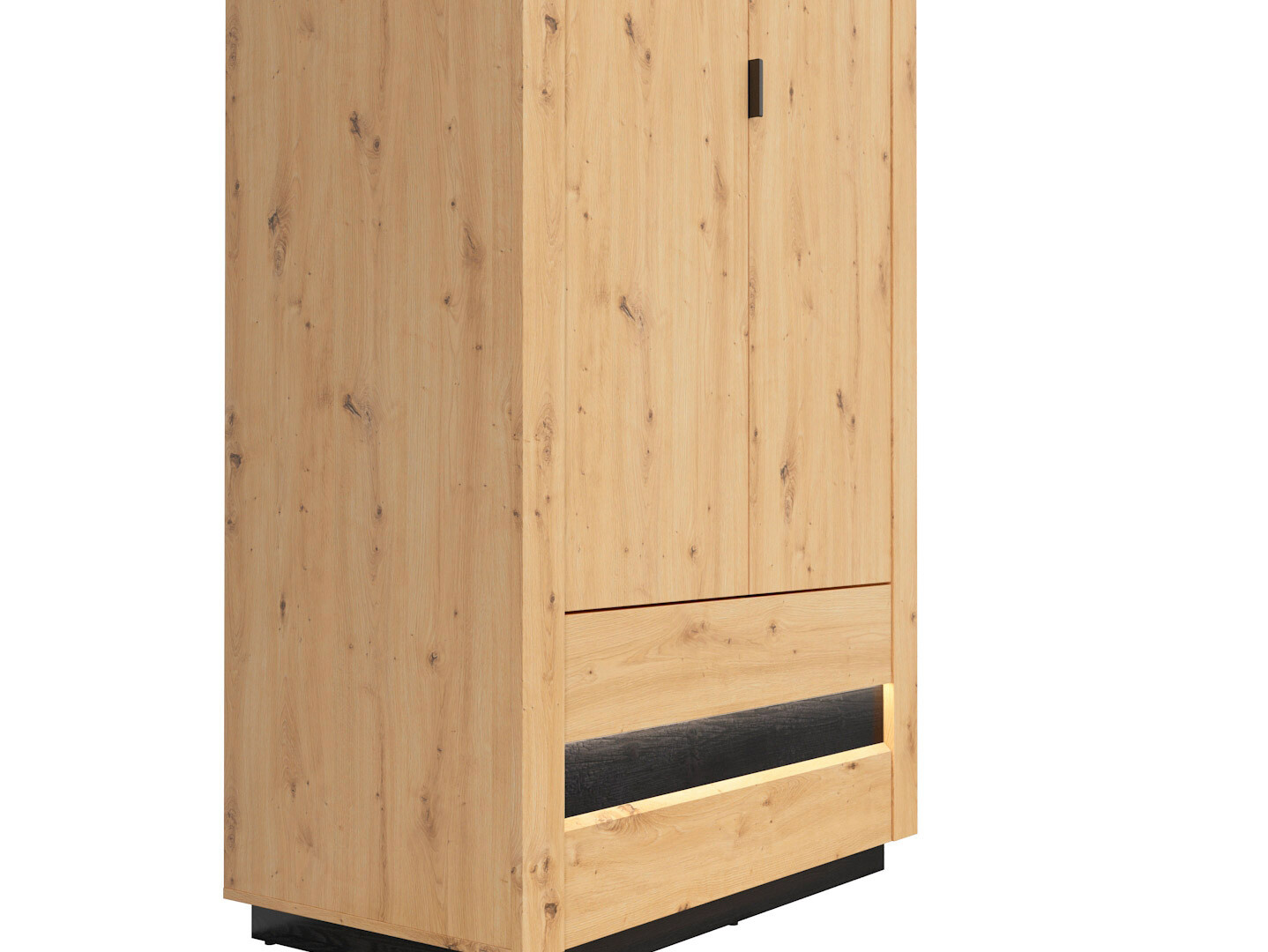 Skriňa OSTIA SZF2D2S dub artisan/čierny lesk