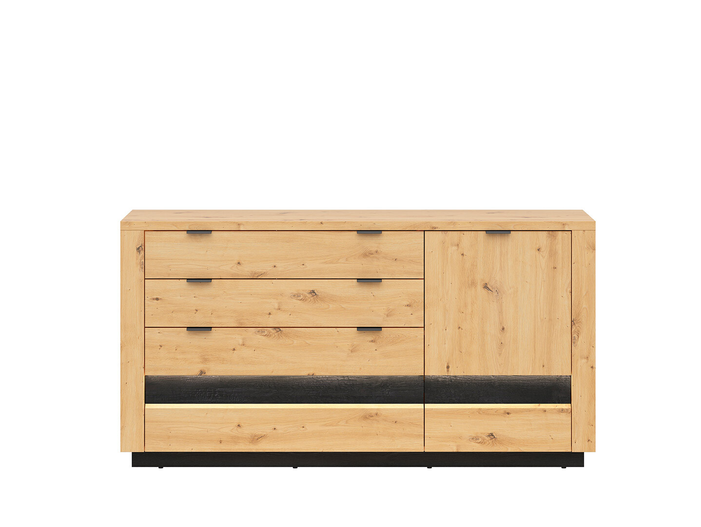 Komoda OSTIA KOM1D4S dub artisan/čierny lesk