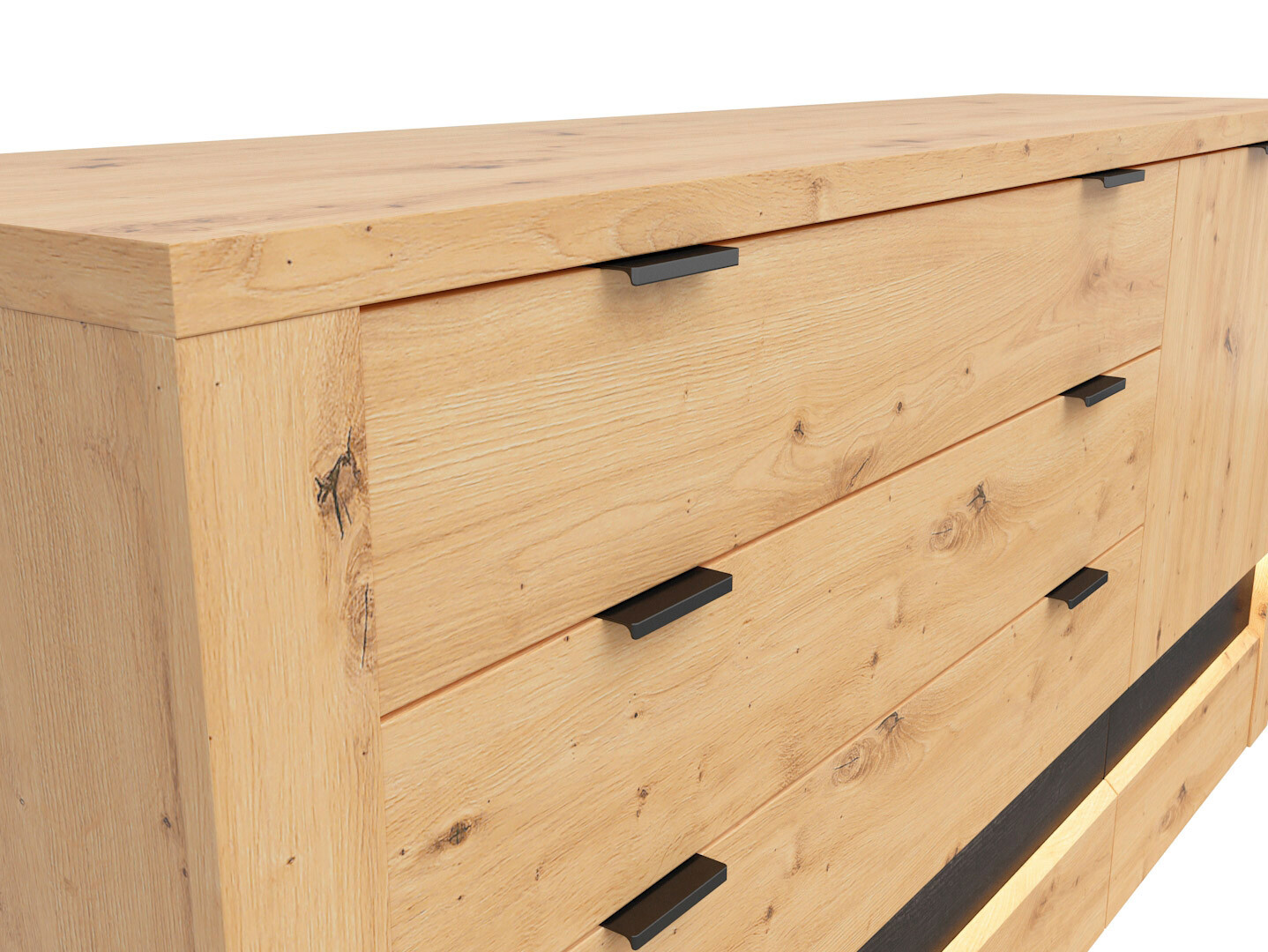 Komoda OSTIA KOM1D4S dub artisan/čierny lesk