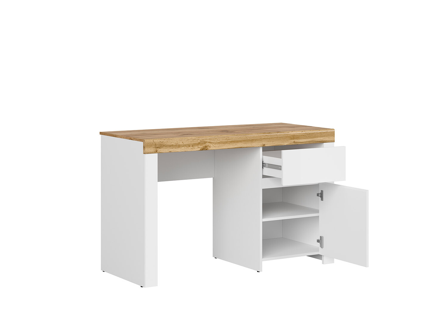 Kancelársky stôl HOLTEN BIU1D1S biely/dub wotan/biely lesk