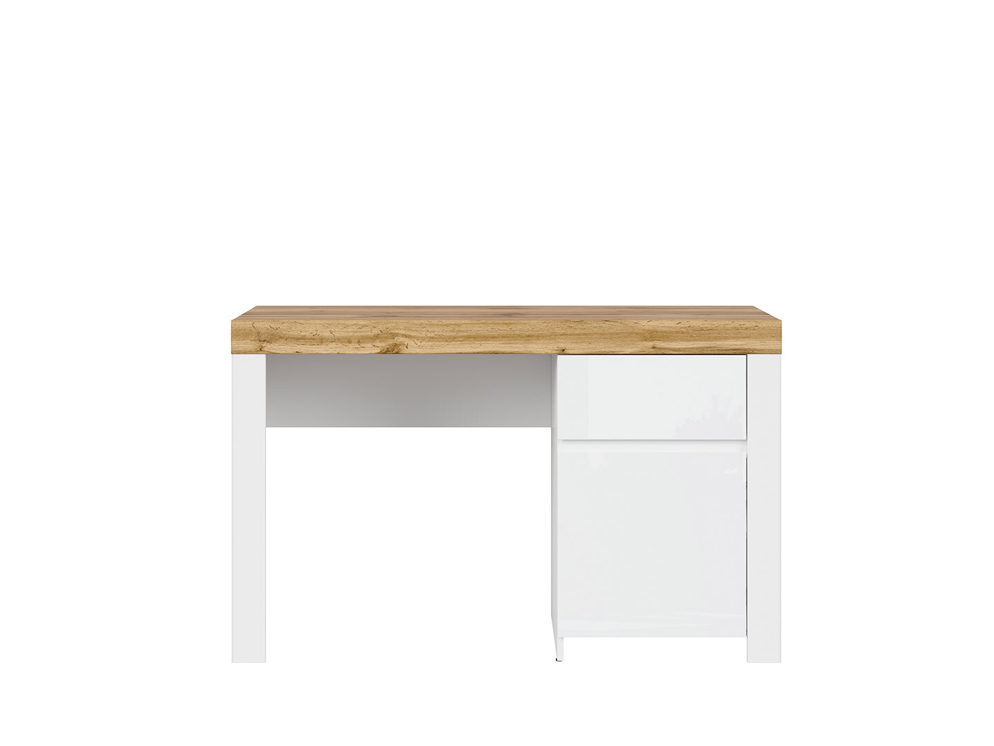 Kancelársky stôl HOLTEN BIU1D1S biely/dub wotan/biely lesk