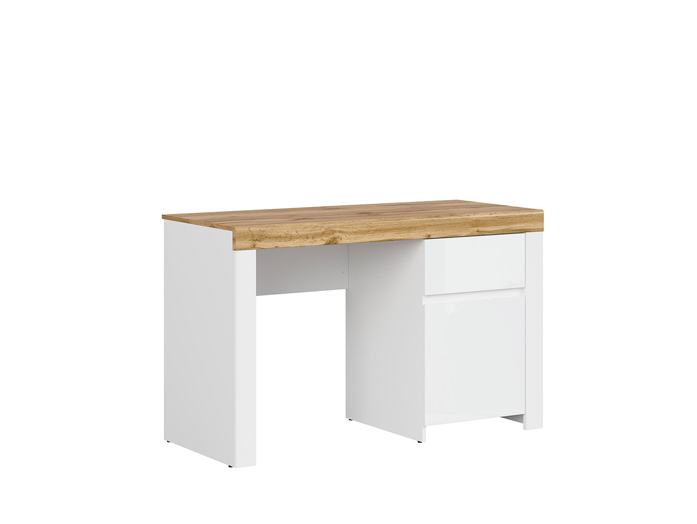 Kancelársky stôl HOLTEN BIU1D1S biely/dub wotan/biely lesk