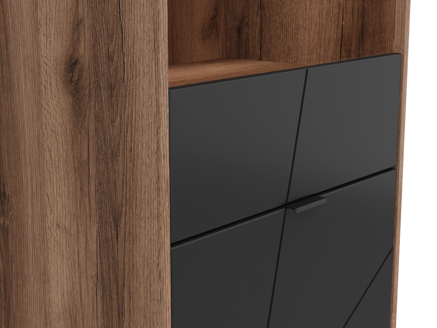 Vitrína FORN REG1D1W dub delano tmavý/čierná matná