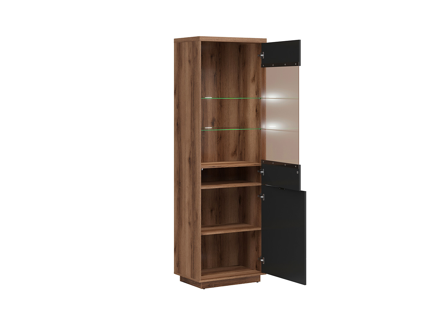 Vitrína FORN REG1D1W dub delano tmavý/čierná matná