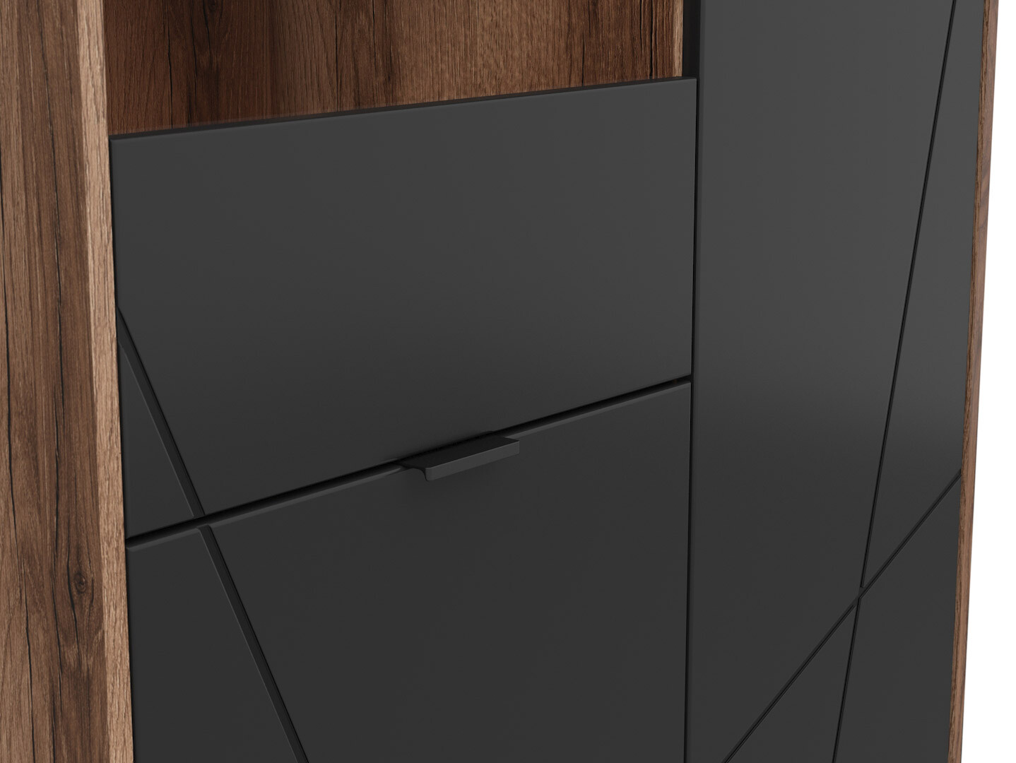 Vitrína FORN REG2D1W dub delano tmavý/čierná matná