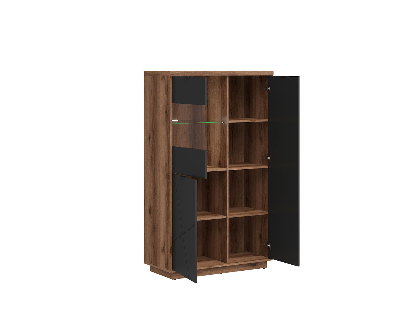 Vitrína FORN REG2D1W dub delano tmavý/čierná matná