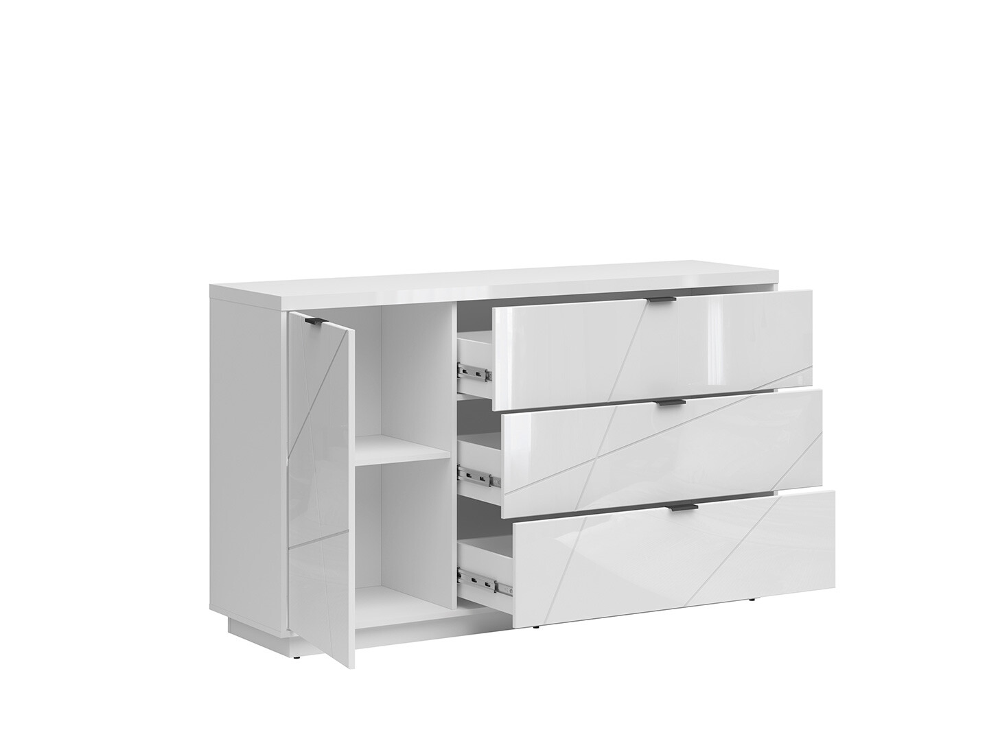 Komoda FORN KOM1D3S biely lesk