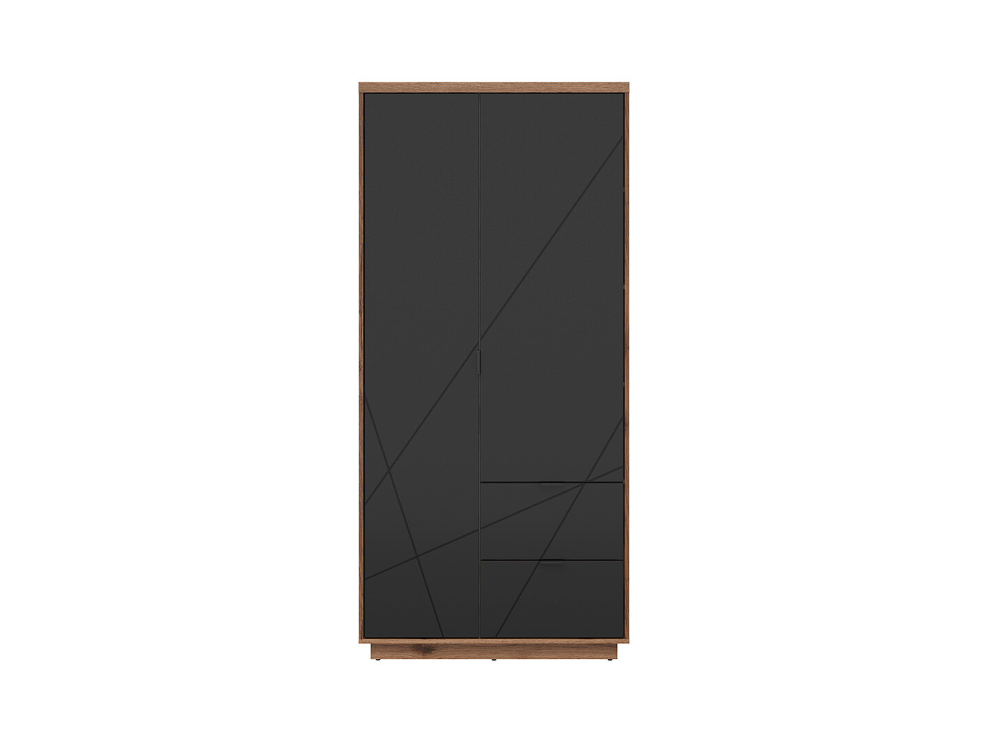 Skriňa FORN SZF2D2S dub delano tmavý/čierná matná