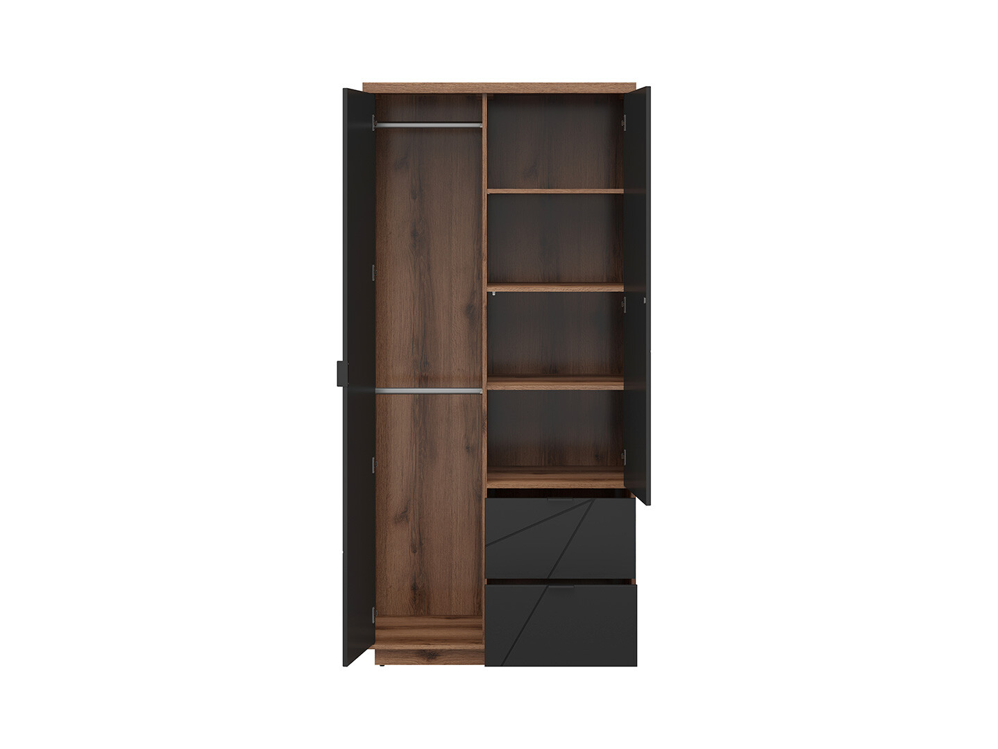 Skriňa FORN SZF2D2S dub delano tmavý/čierná matná