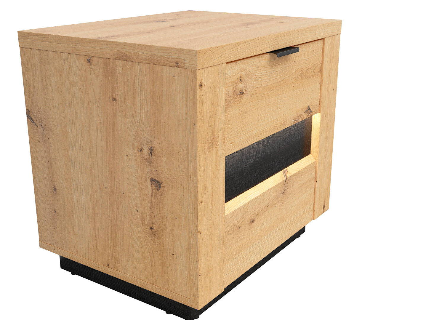 Nočná skrinka OSTIA KOM2S dub artisan/čierny lesk