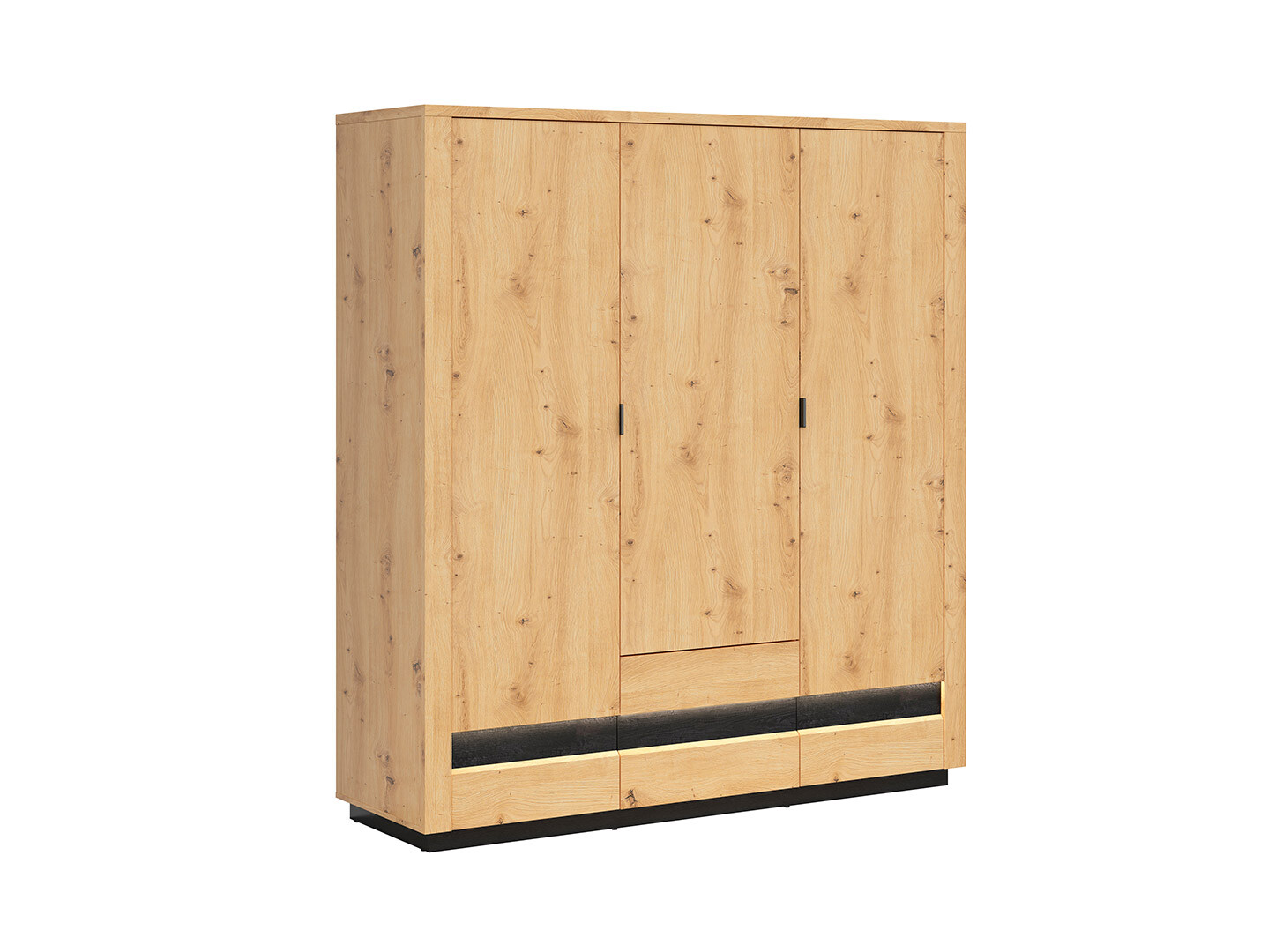 Skriňa OSTIA SZF3D2S dub artisan/čierny lesk