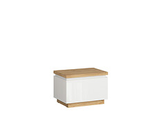 Charakteristika:
•    Moderný nočný stolík KOM1S z kolekcie ERLA.
•    Pozostáva z 1 zásuvky.
•    Vrchná doska poskytuje miesto pre lampu alebo pohár vody.
•    Maximálna nosnosť dosky je do 5 kg.
•    Tiché zatváranie zvýšuje úroveň komfortu.
•    Charakter nábytku zdôrazňujú predné čelá zásuvky bez úchytiek.
•    Jednoduchá montáž.

Kolekcia ERLA ponúka moderný minimalizmus v podobe bezúchytkových frontov, tichého zatvárania a žiariacej bielej v kombinácii s farebným prevedením duba Minerva.