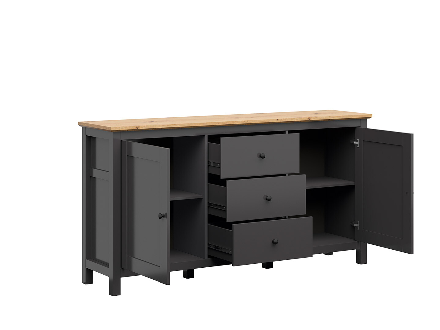 Komoda HESEN KOM2D3S/10/19 grafit/dub artisan
