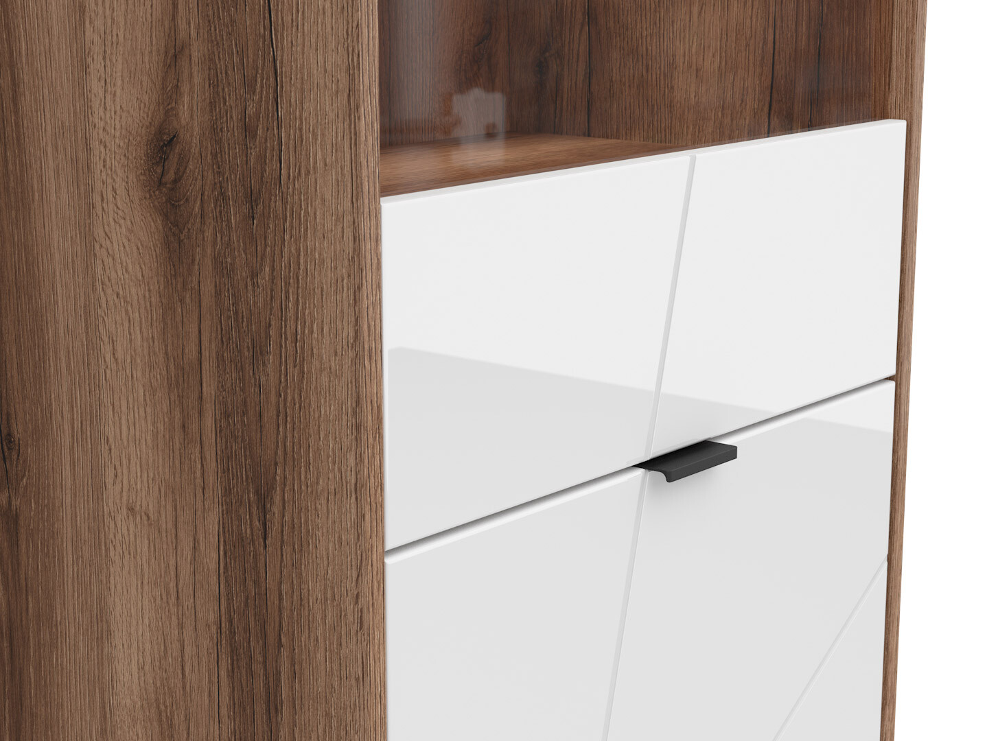 Vitrína FORN REG1D1W dub delano tmavý/biely lesk