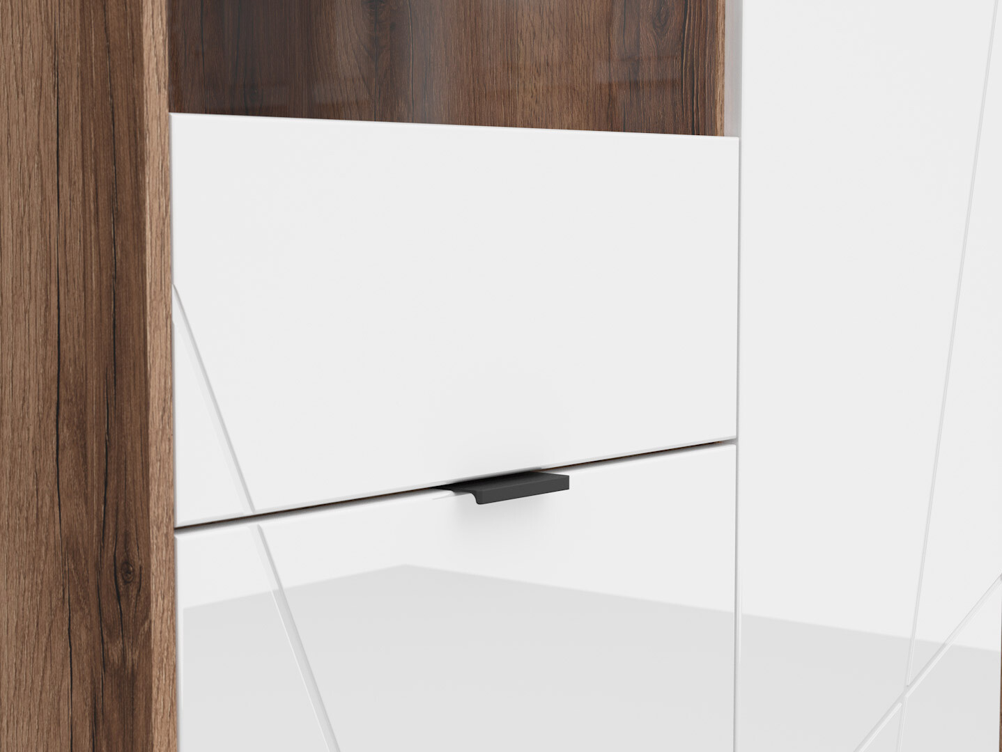 Vitrína FORN REG2D1W dub delano tmavý/biely lesk