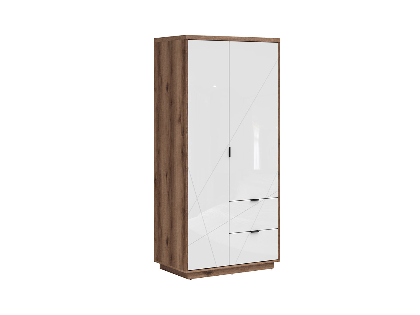 Skriňa FORN SZF2D2S dub delano tmavý/biely lesk