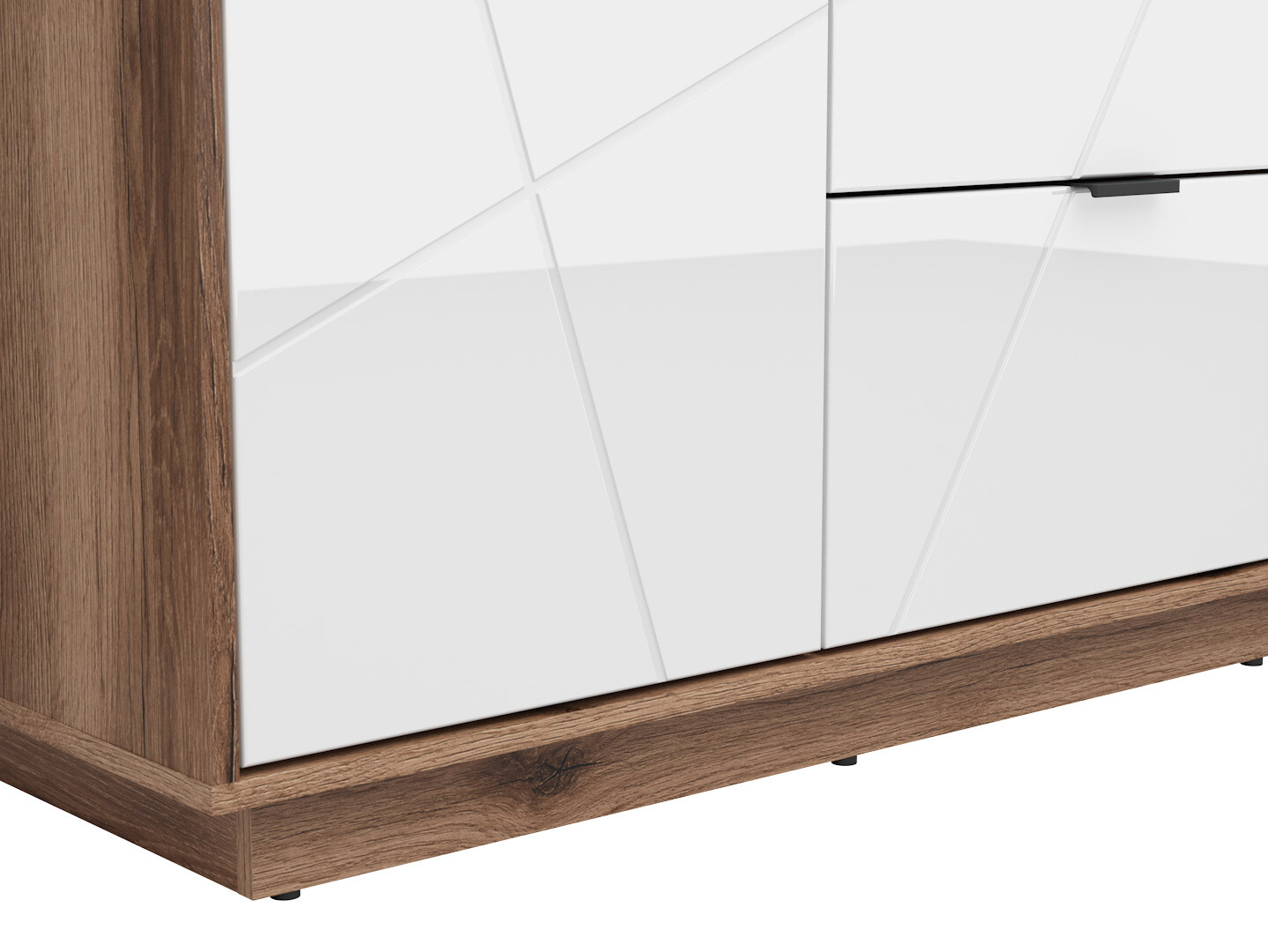 Skriňa FORN SZF2D2S dub delano tmavý/biely lesk