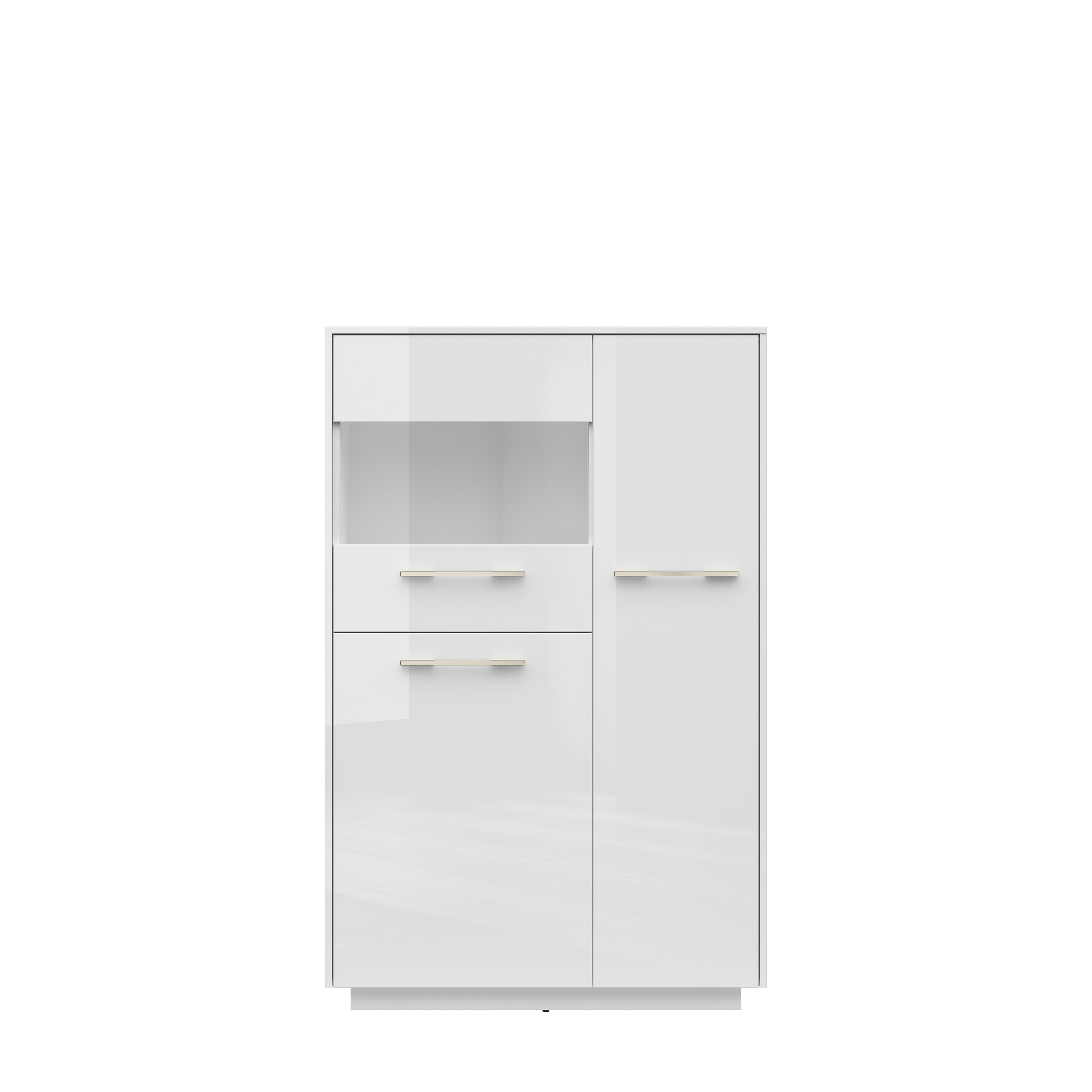 Vitrína FL SMART REG2D1W biela alpská/biely lesk
